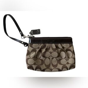 Coach Wristlet Wallet Tan With Leather Strap